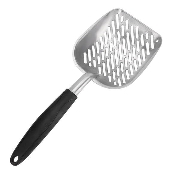 Rupoun Lightweight Aluminum Pet Litter Scoop & Sifter with Ergonomic Handle, 5mm Filter Holes, Black/Gray  Ideal for Cats & Dogs