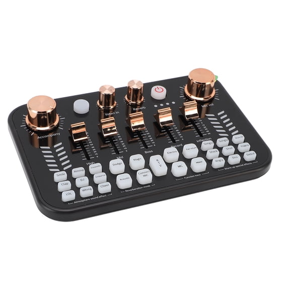 Rupoun Live Sound Card Gaming Sound Mixer 3.5mm Mic Input Interface BT Podcast Mixer with DJ Mixer Effects for Phone PC Streaming / 10.24 inches 26cm