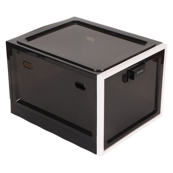 Rupoun Lock Box Clear Food Storage Container Medicine Case with 3 Digit Combination Lock for Home Black White Everyday Storage Essential 12.2 in / 31 cm