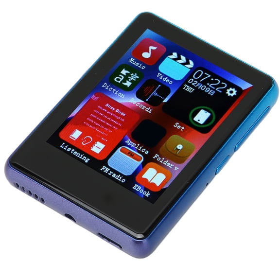 Rupoun M8 Master HD Noise Reduction Touch Screen MP3 Player Bluetooth 5.0 FM Radio Portable Music Player Electronic Book Voice Recorder Speaker 2.4 Inch Screen Blue 4GB+256GB Memory Card