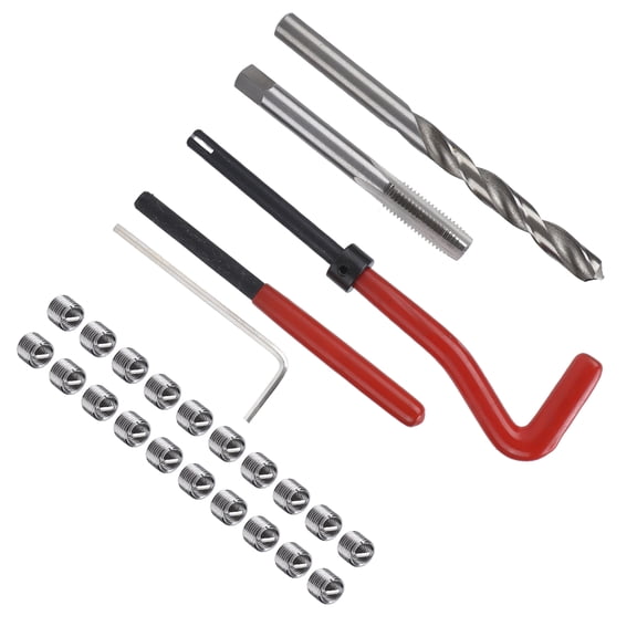 Rupoun M8x1.25mm Thread Repair Kit 25-Piece Screw Coil Inserts Set with Twist Drill Bit, Hex Wrench, Tapping Tool for Automotive Machine Engine Repair Hand Tools