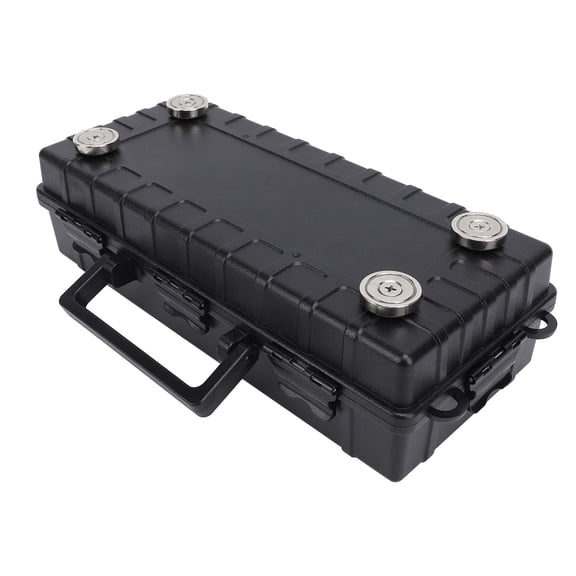 Rupoun Magnetic Key Box Under Car Concealed Heavy-Duty Tool Holder Portable Magnet Storage Organizer Case for Spare Keys Security Labels 28x12x7cm / 11.02x4.72x2.76 Inches Black Case