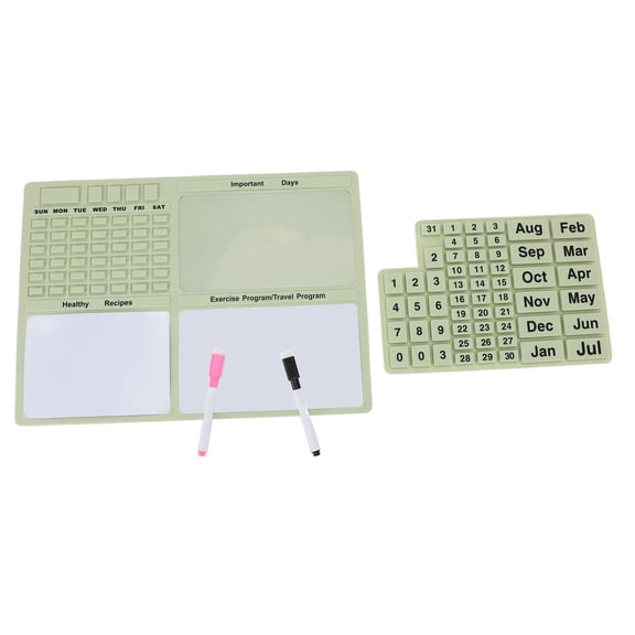 Rupoun Magnetic Silicone Refrigerator Calendar Set, Reusable Dry Erase Monthly Planner & Message Board with Pens for Kitchen Fridge Organization, 11.81 in x 7.48 in
