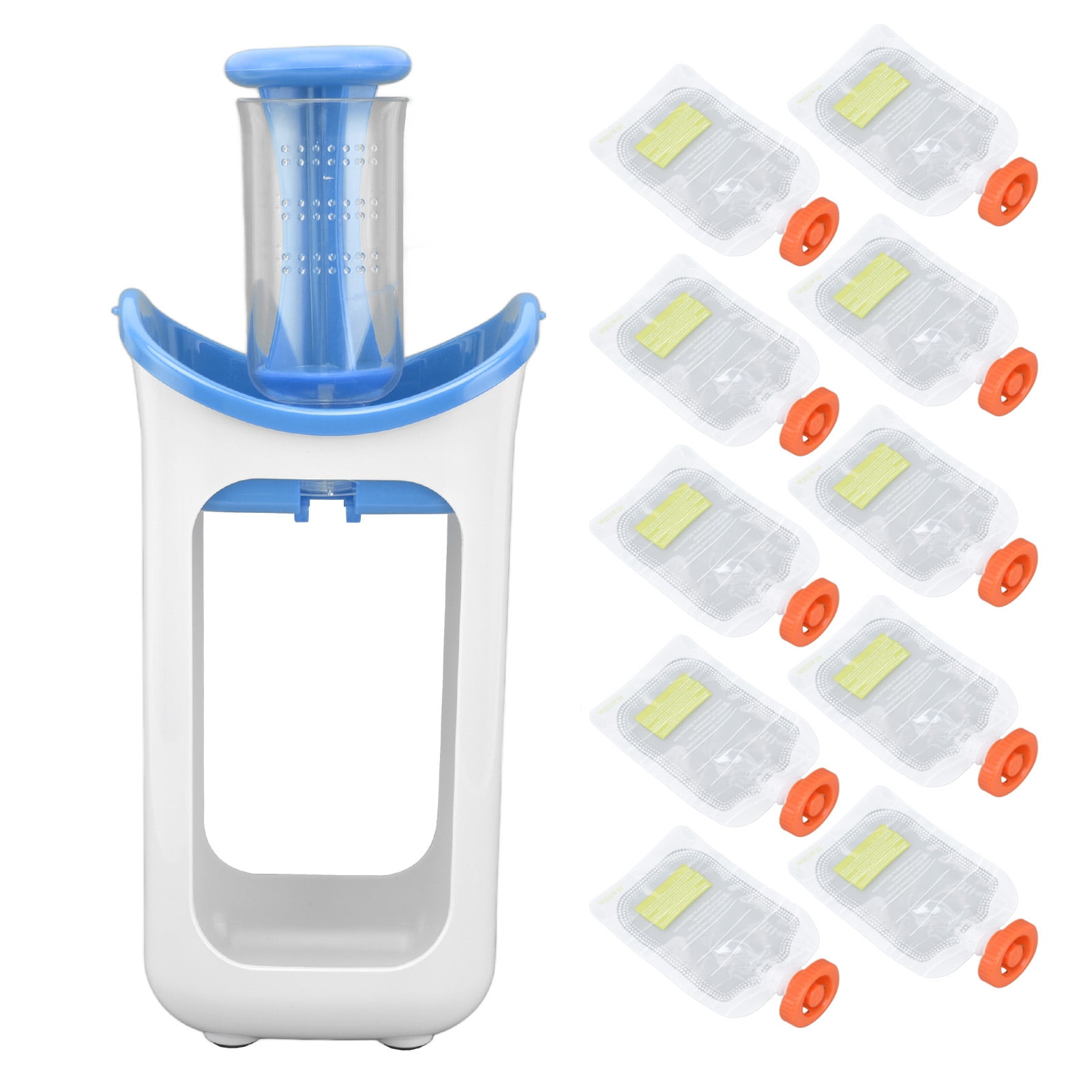 Rupoun Manual Baby Puree Maker, 23-Piece Baby Food Blender and Squeezer Station with Storage Pouches, Blue