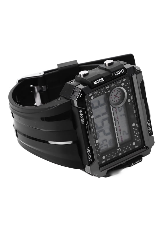 Men Rectangle Digital Sports Watch Night Light Display Waterproof Multi Functional Outdoor Activity Wristwatch Black Built-in Battery Large Face 10 inches / 25.4 cm
