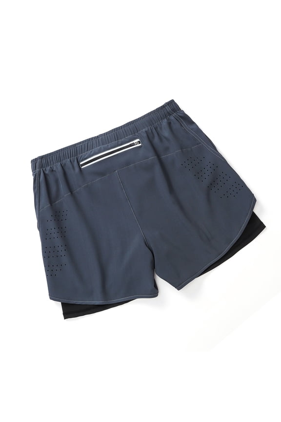 Men Sports Shorts with Liner 2-in-1 with Pockets Quick Dry Running Cycle Fitness Shorts Dual Layers Compression Training Workout Gear, Size L (24 inches / 61.0 cm)