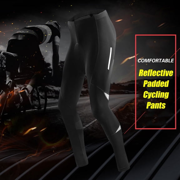 Rupoun Men's Reflective Bicycle Pants Gel Padded Cycle Tights Leggings Outdoor Riding Bike Pants Breathable Quick Dry Compression Pant (11.02 in / 28.0 cm) - Medium
