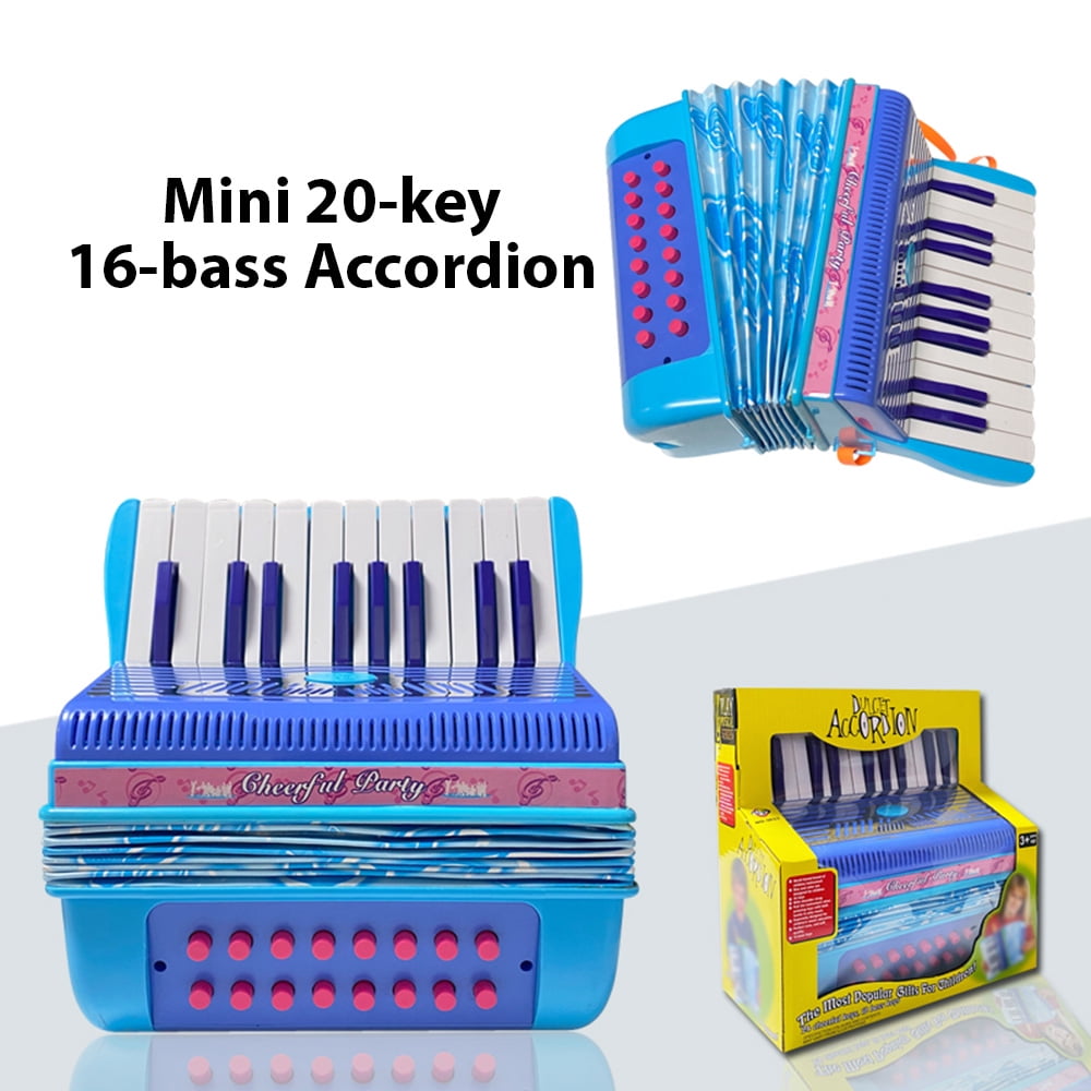 Rupoun Mini 20-Key 16-Bass Accordion ABS Plastic Lightweight Button Accordion For Beginners Blue [cite: 12]