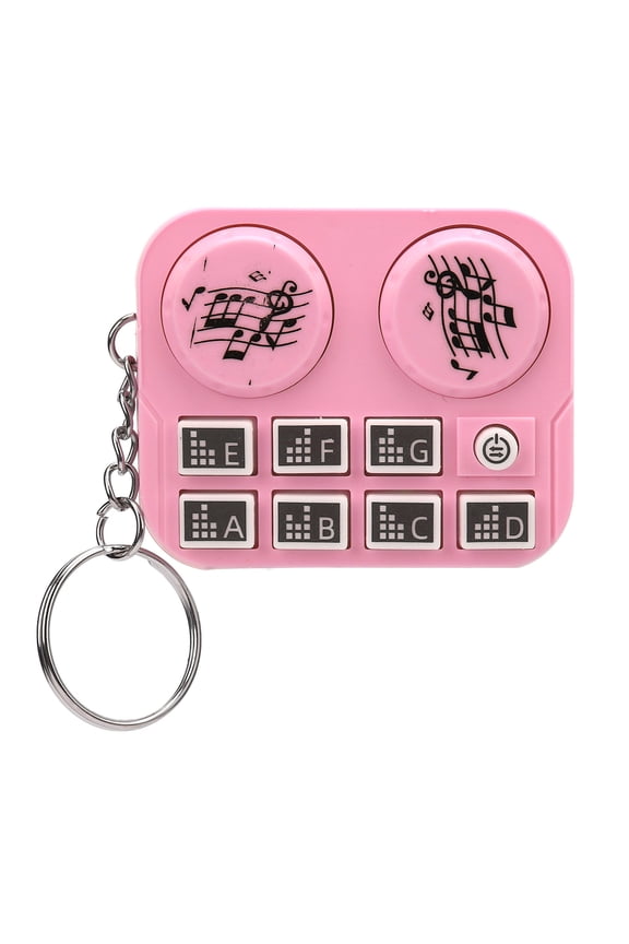 Mini DJ Disc Player Keychain with Colorful Lights, Automatic Play & Self Press Mode, Portable Musical Instrument Keyring Bag Pendant, 2.36in/6cm, Pink