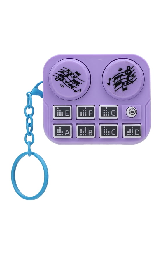 Mini DJ Disc Player Keychain with Colorful Lights, Automatic Play & Self Press Mode, Portable Musical Instrument Keyring Bag Pendant, 2.36in/6cm, Purple