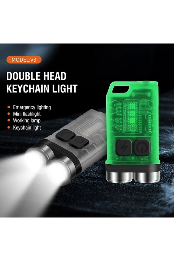 Mini Flashlight LED Keychain Flashlight Rechargeable Waterproof Pocket Light with Magnetic Base 5-Level Brightness 4-Color Source for Camping Emergency Use, Black