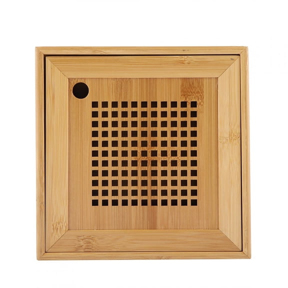 Rupoun Mini Square Bamboo Tea Serving Tray, Water Storage Kung Fu Tea Board, Eco-Friendly Wooden Decorative Platter for Home Kitchen, 7.68 inches / 19.5 cm [cite: 7]