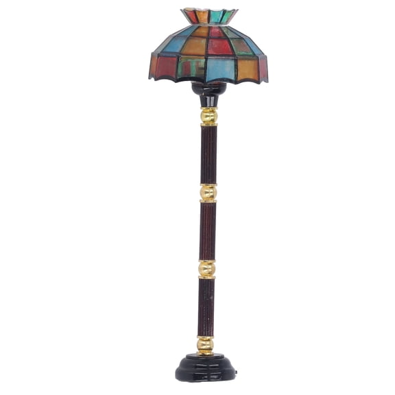 Rupoun Miniature Dollhouse Floor Lamp LED Colorful Battery Powered 1:12 Realistic Dolls House Furniture