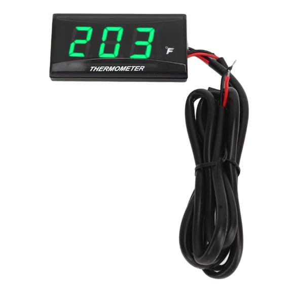 Rupoun Motorcycle Digital Water Temperature Gauge Ultra Thin DC 12V LCD With 18mm Sensor Adapter for Most Motorbikes Green