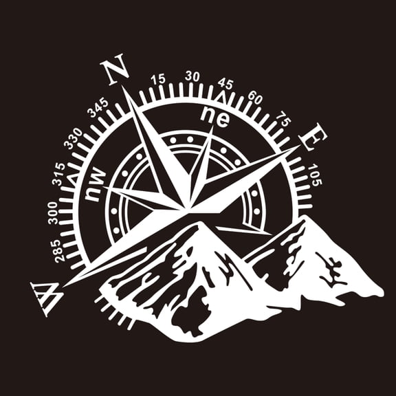 Rupoun Mountain Compass Stickers Decal, Waterproof Vinyl Auto Body Side, Window, Hood Decal Car Stickers for Jeep Wrangler SUV, Trucks and Off-Road Vehicles, White (23.62 inches / 60 cm)