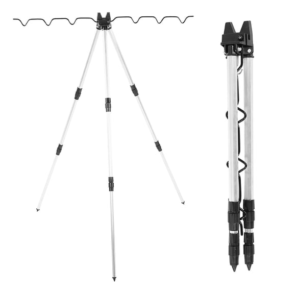 Rupoun MultiUse Telescopic Rod Tripod  Durable Aluminum Alloy Fishing Rod Support Stand with Triangular Design, Portable & Expandable
