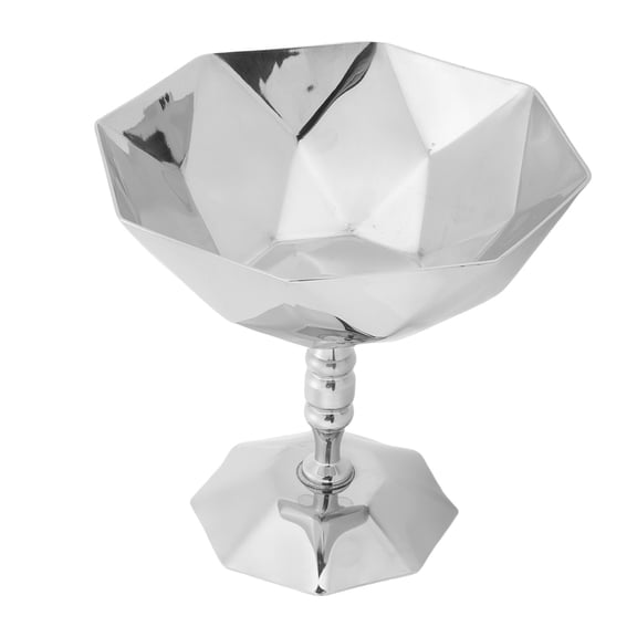 Rupoun Multifunctional Dishwasher Safe Stainless Steel Footed Ice Cream Cup For Pudding Salad Snack Dessert Serving Bowl Diamond Texture Design Premium Kitchen Tableware (4.72 inches / 12 cm)