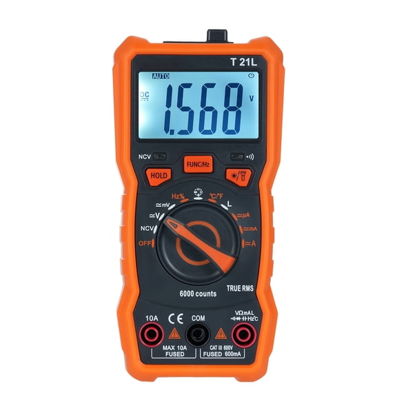 Rupoun NJTY T21L Multifunctional Digital Multimeter 6000 Counts Burn-Proof Handheld Voltmeter Tester for Inductance Capacitance, 6.85 inches / 17.4 cm