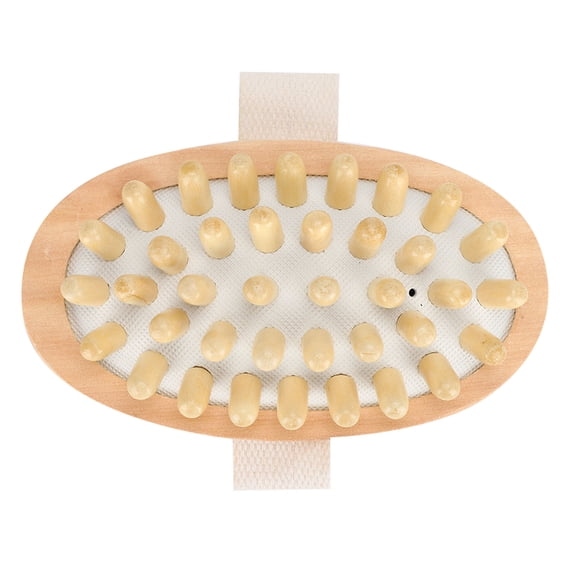 Rupoun Natural Wood Massager Body Brush Scrubber Hair Scalp Spa Bath Massage Brush for Cellulite Exfoliation Smooth Skin Care Shower Accessories 5.91 inches / 15 cm Length
