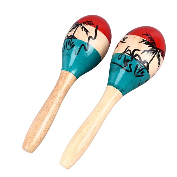 Rupoun Natural Wood Palm Tree Percussion Maracas Sand Hammer Shaker Rattle Musical Toy for Kids Children, 11 inches / 28 cm