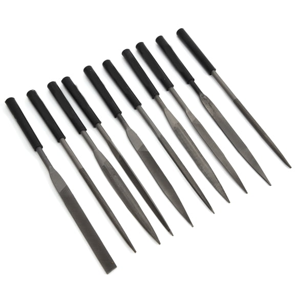 Rupoun Needle File Set, 10-Piece Mini Carbon Steel Hand Files for Jewelry and Metal Smoothing, 7 inches / 18.0 cm