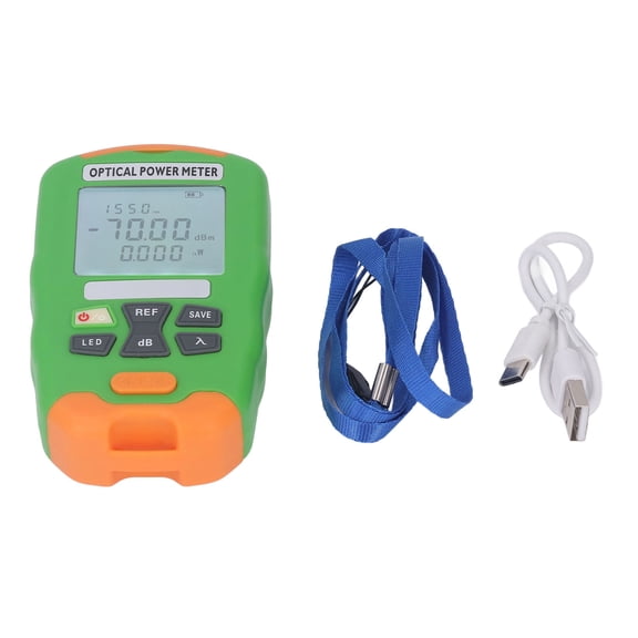 Rupoun Optical Fiber Power Meter Rechargeable Optic Cable Tester -70~+10dbm for Maintenance, Built-in Polymer Battery, Network Testing Tool for Professional Technicians (4.72 inches / 11.99 cm)