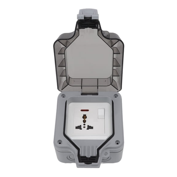 Rupoun Outdoor IP66 Waterproof Socket Box 16A Weatherproof Electrical Outlet Receptacle 3-Hole Standard Plug for Balcony Garden Lawn 250V Heavy Duty Home Improvement