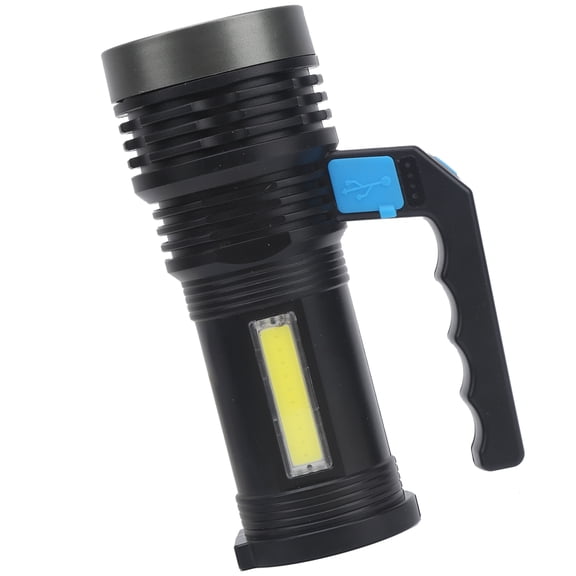 Rupoun Outdoor Long-Range Strong Light Flashlight Household Searchlight Rechargeable LED Spotlight Built-in Battery Camping Mountaineering Waterproof Handheld Torch Black