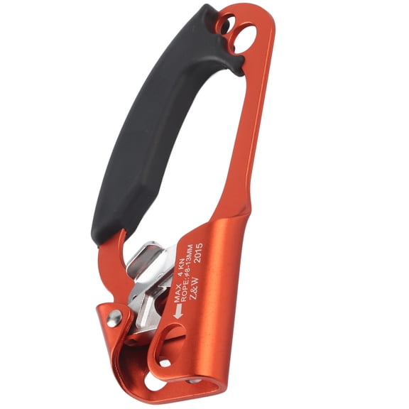 Rupoun Outdoor Sports Rock Climbing 4KN Right Hand Ascender Device Mountaineer Handle Ascender, Aluminum Alloy Equipment for Tree Climbing and Rappelling, Orange, 9.1 oz / 259 g