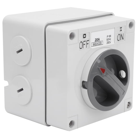 Rupoun Outdoor Waterproof Switch Socket Dustproof Isolation Selector Switch 250V 2P20A Heavy Duty Construction (10 inches / 25.4 cm)