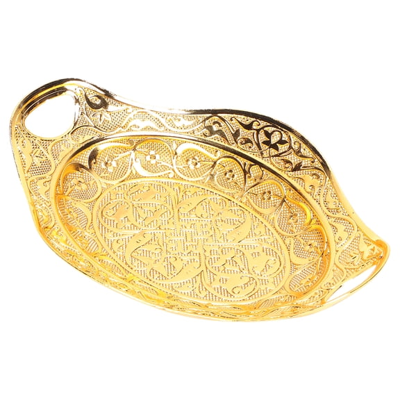 Rupoun Oval Peafowl Grain Zinc Alloy Fruit Tray Serving Platter for Birthdays and Parties, 7.5 inches / 19 cm
