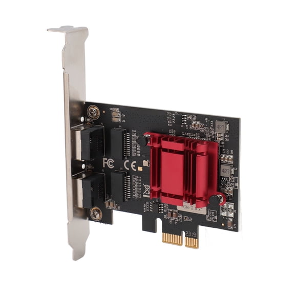 Rupoun PCIe X1 Network Card Professional RJ45 Dual Port Gigabit Ethernet Server Adapter for Desktop PC Computer, 10/100/1000Mbps, 6.30 inches / 16 cm