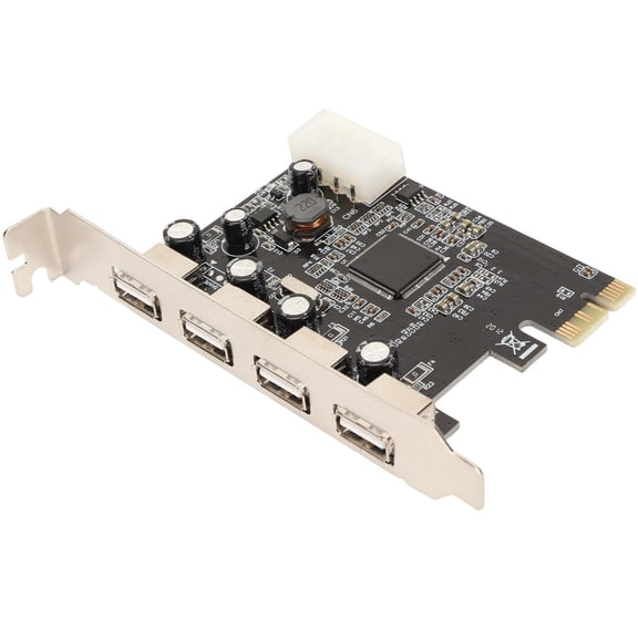 Rupoun PCIe to USB 2.0 Expansion Card 4 Ports Adapter PC Express Card Windows Linux Compatible (4.7 in / 120 mm)