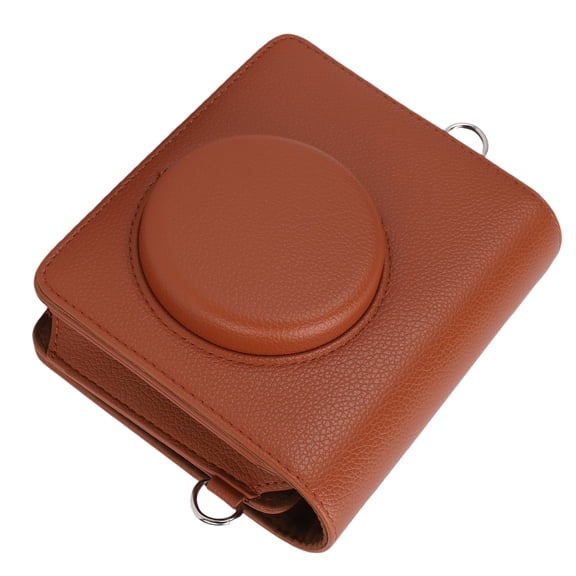 Rupoun PU Leather Camera Case Fit for Kodak MS300, 2 in 1 Photo Printer Protective Bag Cover with Adjustable Shoulder Strap, Shockproof and Anti-Fall Solid Travel Pouch Accessory, Brown (16x13x7 in)