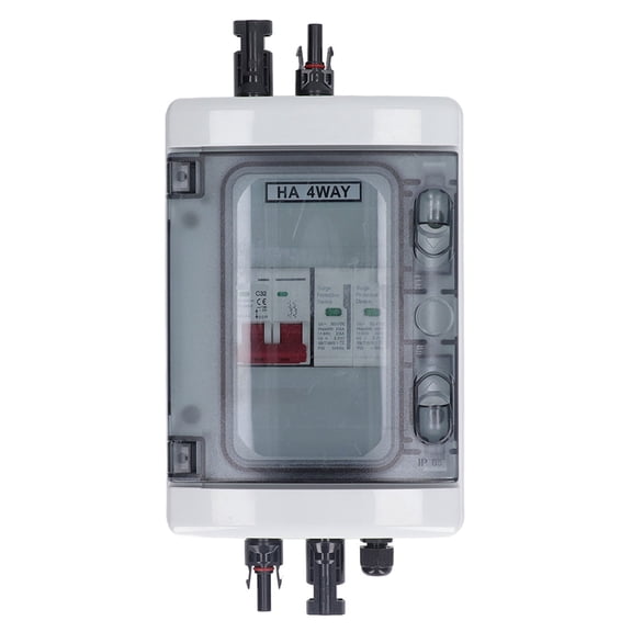 Rupoun PV Combiner Box IP65 Waterproof Solar Photovoltaic 32A Circuit Breaker Panel System, DC500V Disconnect Switch with Surge Protector for Home Solar Power Generation System (11.4 inches/29 cm)