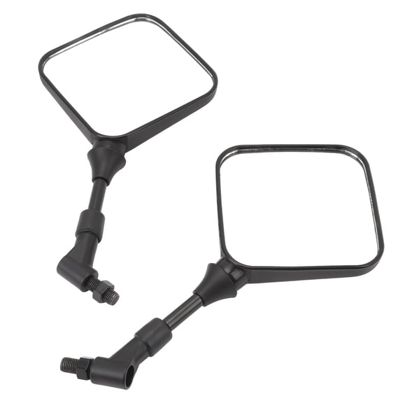 Rupoun Pair of Motorcycle Square Rearview Mirrors 10mm / 0.39 inches Thread 360 Degree Adjustable Wide Viewing Angle Universal Side Mirrors for Folding Street Bike ATV