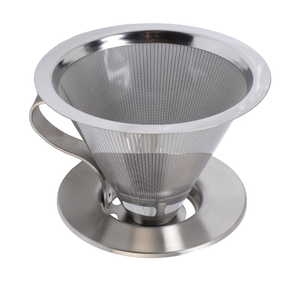 Rupoun Paperless Pour Over Coffee Dripper Stainless Steel with 300 Mesh Optimal Extraction Portable Reusable Filter Cone for Travel