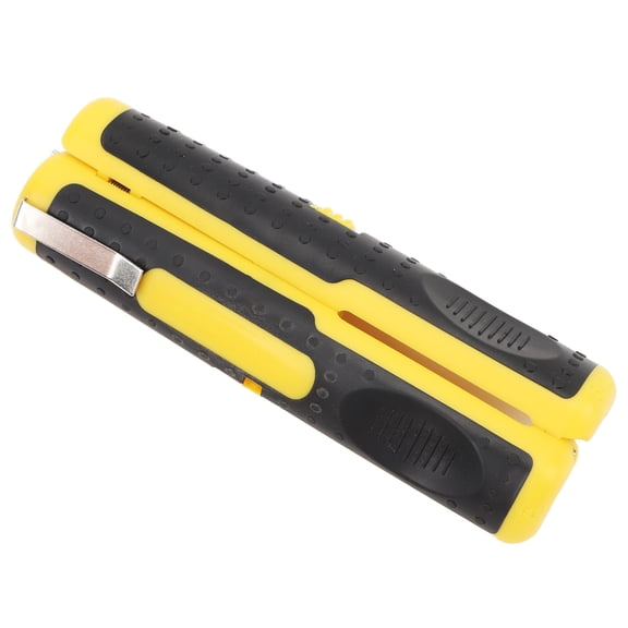 Rupoun Pen Type Wire Stripper Multifunctional Automatic Wire Stripping Pliers and Coaxial Cable Stripper for 10-20AWG (0.26-2.6mm) RG59 RG6 Professional Electrical Hand Tool Yellow Black