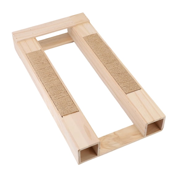 Rupoun Pine Wood Cat Mating Bench and Scratching Board, Non-Slip Hemp Rope Cat Scratcher Bed for Low Foot Cats, Eco-Friendly Wooden Pet Accessory, 21.7 in / 55 cm, 1 Count