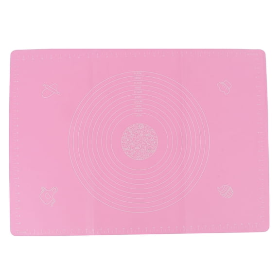 Rupoun Pink Silicone Knead Mat with Scale, Non-Stick Chopping Board, Heat Resistant Oven Mat for Baking, 17.3 inches / 44 cm