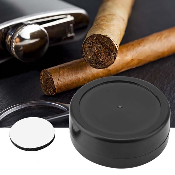 Rupoun Plastic Round Shape Humidifier Pocket Tobacco Cigar Humidor Accessory with Loop Hook Fastener Black