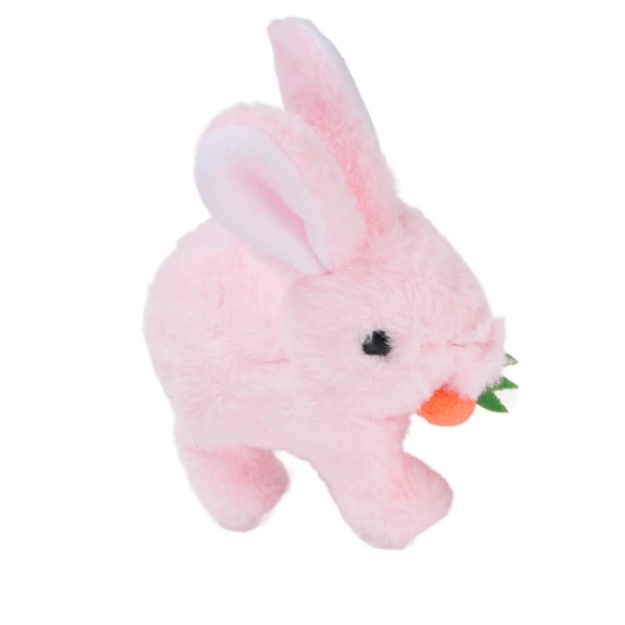 Rupoun Plush Rabbit Toy Realistic Bunny Toy Parent Child Interaction Electric Jumping Rabbit for Kids Pink Model with Interactive Features and Moving Parts