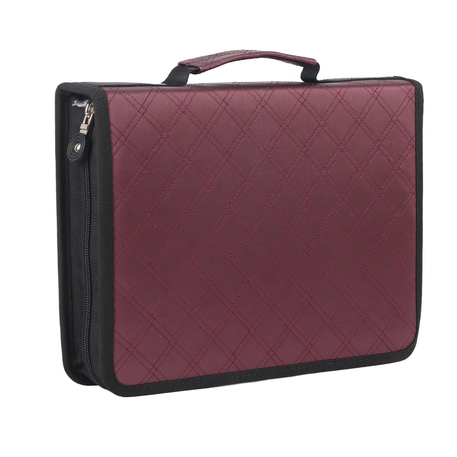 Rupoun Portable 150‑Slot PU Leather & Fabric Pencil Case with Zipper, Elastic Slots, Long Handle – Purple