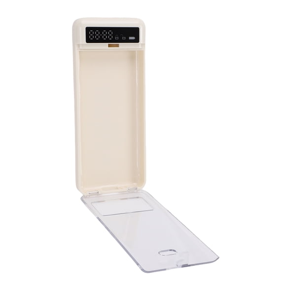 Rupoun Portable Cell Phone Lock Box, Self Control Timer Locker with Transparent Cover, 300mAh Battery for Study & Work, Beige (8.5 x 3.7 inches / 21.5 x 9.5 cm)