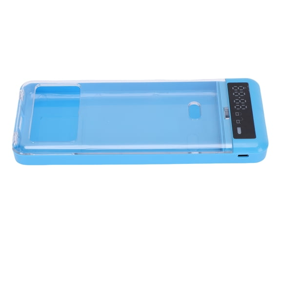 Rupoun Portable Cell Phone Lock Box, Self Control Timer Locker with Transparent Cover, 300mAh Battery for Study & Work, Blue (8.5 x 3.7 inches / 21.5 x 9.5 cm)