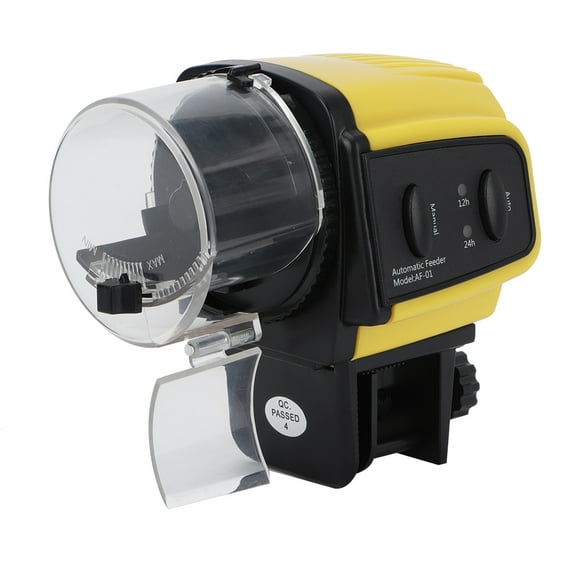 Rupoun Portable Digital Automatic Electric Plastic Timer Feeding Feeder for Fish Tank Aquarium Programmable Dispenser with LCD Display Battery Operated 4.72 inches / 12 cm High Capacity Reservoir