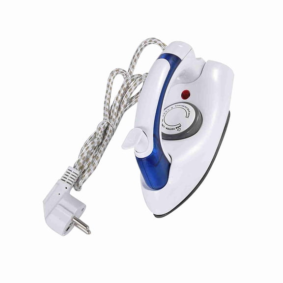 Rupoun Portable Foldable Folding Compact Handheld Steam Travel Iron Temperature Control with Nonstick Soleplate Dual Vertical Horizontal Garment Steamer Blue and White For Home Travel 10 Inches