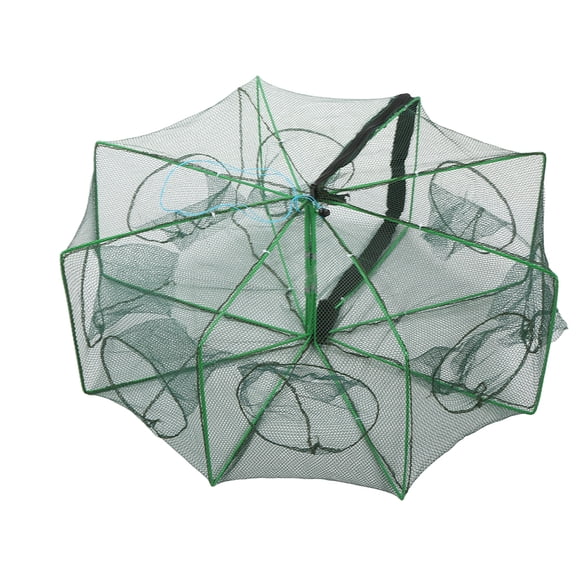 Rupoun Portable Folded Fishing Net 8 Holes Automatic Fishing Crab Net Trap Cage Fish Accessories (15.35 inches / 39.0 cm)