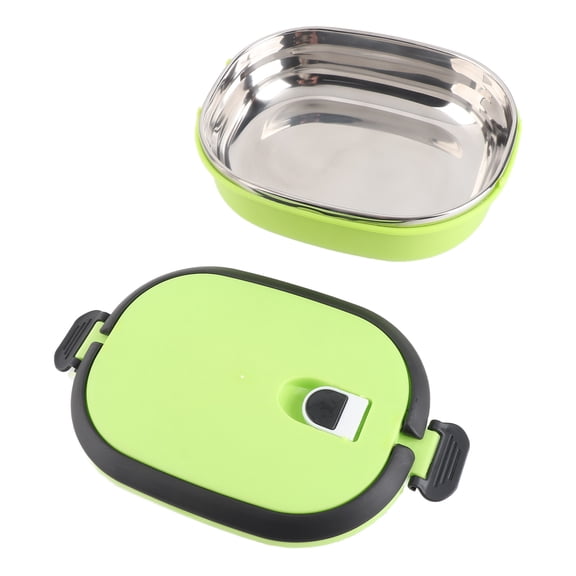 Rupoun Portable Insulated Stainless Steel Lunch Box, Green Square Thermal Food Container for School Work Travel Picnic, 1 Layer 30.4 oz / 900 ml