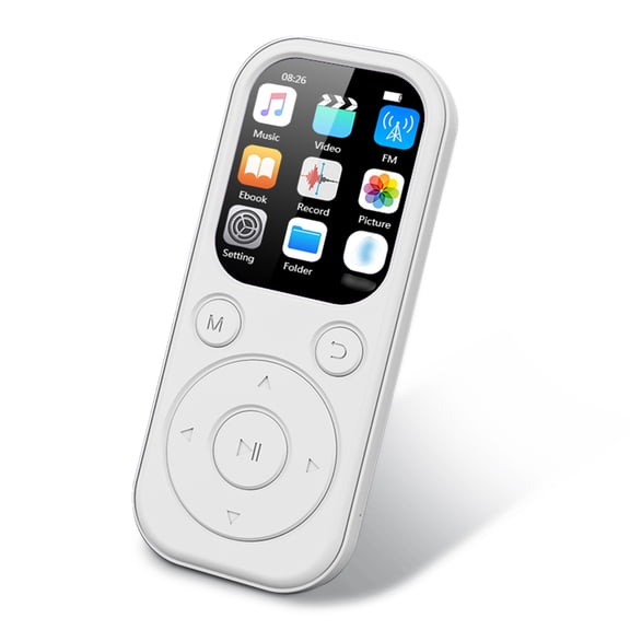 Rupoun Portable MP3/MP4 Player with 2.01" (5.1cm) IPS Screen, Bluetooth 5.4, FM Radio, Voice Recorder, E-Book, 12-Hour Playback, Lossless Sound, White, No Memory Card[cite: 1]